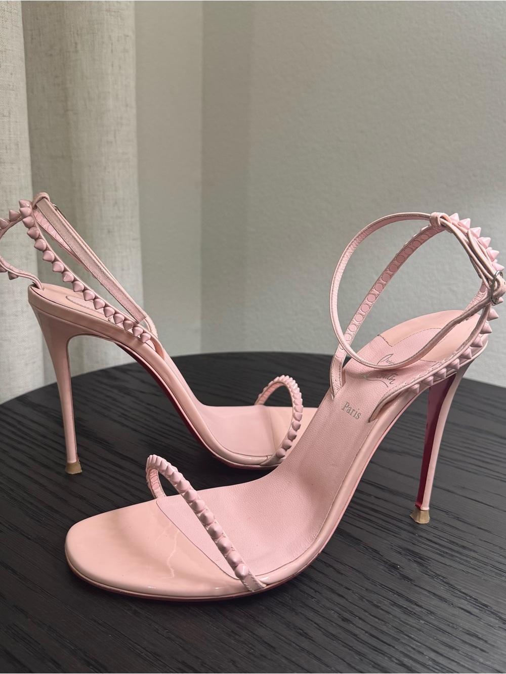 Christian Louboutin So Me 100 Studded Sandals Rosy Pink 41